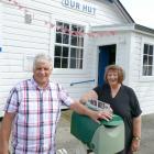Our Hut Tahakopa committee members Don and Eleanor Sinclair take a break from preparing the...