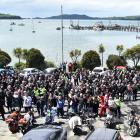 Almost 150 motorcycle riders gather for the start of the ride at Careys Bay yesterday. PHOTO:...