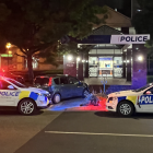 The driver drove onto the footpath at the entrance of Dunedin central police station. Photo:...