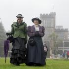 Dunedin friends Kathryn Olcott (left) and Catherine Waite dressed to the Victorian nines in...