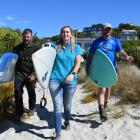 Getting ready for Surfing for Farmers at Brighton Beach in Dunedin this summer are (from left)...