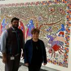 Flanked by Madhubani celebration paintings at Otago Museum are Otepoti Dunedin Diwali celebration...