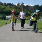 Sport Otago school travel plan co-ordinator Kerri Maclennan and her children Libby (7) and Lewis ...