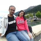 Aucklanders Amir Beli (left) and Jaberi Ebrahimi relax on Queenstown’s waterfront yesterday.PHOTO...