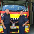 Waimate Volunteer Fire Brigade Deputy Chief Fire Officer Roger Bell (left) and Chief Fire Officer...