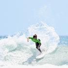 Raglan’s Billy Stairmand in action in the open men’s semifinals at the national surfing...