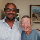 Judy Stewart on her last day of work with Lake Wakatipu Care Centre manager Maurice David. PHOTO:...