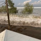 Footage posted on Twitter shows the waves coming ashore in Tonga. Photo: via Twitter