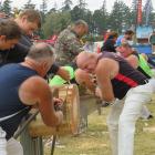 Wood choppers compete at last year's Methven A&amp;P Show. Photo: Toni Williams