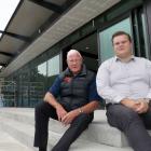 Colin Fenwick (left) and Hornets Rugby League president Devon Harding outside the new clubrooms...