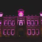 The Oamaru Opera House, in Thames St, lit up at night. PHOTO: REBECCA RYAN