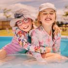 1st: Cousins Hattie Smith (4) and Ruby Jenkins-Forbes (5) cooling down in the paddling pool....