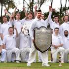 Carisbrook-Dunedin/Kaikorai captain Jeremy Smith and his team-mates celebrate their Bing Harris...