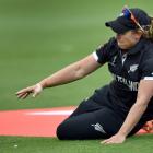  Frankie Mackay fields during the White Ferns’ Cricket World Cup game against Bangladesh at the...