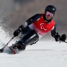 Aaron Ewen, of Wanaka, competes in the men's giant slalom sitting on day six of the Beijing 2022...