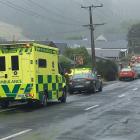 Emergency services at the scene in Wingatui today. Photo: Christine O'Connor