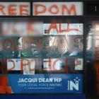 Graffiti on the Oamaru office of National MP Jacqui Dean. Photo: Rebecca Ryan
