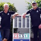 Owen Bennett (left) and Murray Wilson reflect on a job well done in the Bowls Dunedin champion of...