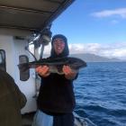 West Otago Young Farmers’ Club member Lachlan Dudin, of Tapanui, displays a blue cod he caught on...