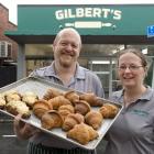 Gilbert's Fine Foods owners Kevin and Esther Gilbert outside their new bakery in Roslyn, Dunedin....