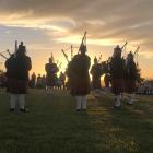 The North Otago Highland Pipe Band perform at Oamaru’s Lookout Point last night. PHOTO: KAYLA HODGE