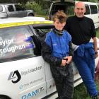 Grandson-grandfather duo Arthur Broughan (13) and David Taylor (67) take a break from Otago Rally...