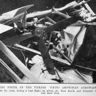 Wreck of the Vickers Viking amphibian aircraft after a crash, during a trial flight, by which...