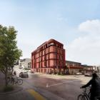 A conceptual plan of the Hanover Place apartment building approved for the corner 
...