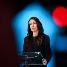 Prime Minister Jacinda Ardern makes an address at a virtual Apec summit in Wellington on Thursday...