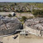 The wastewater treatment plant's damaged roof after the fire. Photo: Christchurch City Council