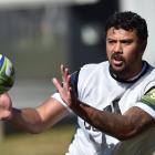 Denny Solomona in action at the Highlanders training in late March. PHOTO: Gregor Richardson.