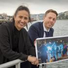 Showing off a concept of what the new Matariki light show at the Otago Harbour waterfront might...
