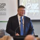Silver Fern Farms Co-operative chairman Rob Hewett addresses the co-operative’s annual meeting in...