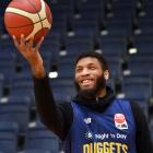 Todd Withers pulls in the ball at Otago Nuggets training at the Edgar Centre yesterday. PHOTO:...