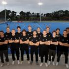 The Black Sticks men pose for a group photo during the New Zealand 2022 Commonwealth Games men's...