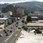 One way system heading north on Cumberland St beside the new Dunedin hospital site. PHOTO: ODT FILES
