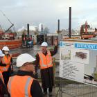 New Dunedin Hospital construction co-ordinator Andrew Holmes shows MPs, officials and media what...
