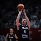 Otago centre Sam Timmins shoots a free throw for the Tall Blacks against Jordan in the Asia Cup...