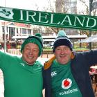 Bob Coyle (left) and Jimmy Mulligan, ready to cheer on the Irish. Photos: Gregor Richardson 