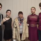 ce skaters (from left) Benji (15) and Gemma (13) Pickering, coach Debbie Darvill, Lucie Holtz (17...