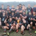 Waitaki Boys’ High School celebrates its 12-5 win over St Kevin’s College in yesterday’s...
