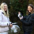 Olivia Ellis (17, left) and Ella Sneddon (17) measure light intensity during a trip to Orokonui...