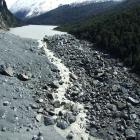 A photo from the ODT archives shows the Young Valley landslide dam during previous Code Red...