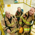 Training at the Clyde Dam for the annual Firefighter Sky Tower Challenge are (from left) Central...
