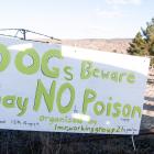 A sign protesting the planned use of toxin Pindone at the Lower Manorburn Dam reserve. PHOTO:...