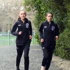 Zara Geddes (left) and Catherine Lund at the Caledonian Ground on Tuesday before heading to...