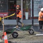 Contractors in the Farmers block of George St in Dunedin prepare for the next phase in an upgrade...
