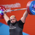 David Liti during the men's 109+ kg weightlifting final. Photo: Getty Images