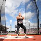 Lauren Bruce fouled her three throws in the first round of the hammer competition. Photo: Getty...