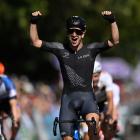 Aaron Gate celebrates winning gold in the men's road race on Sunday. Photo: Getty Images 

